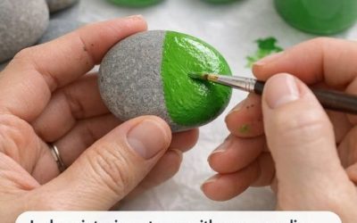 Lady paints river stones with green acrylics. Everyone is obsessed with this genius hack