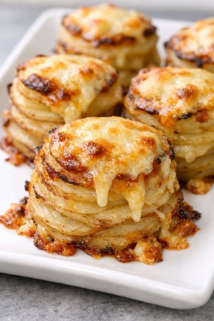 Oven-Baked 4-Ingredient Cheesy Potato Stacks
