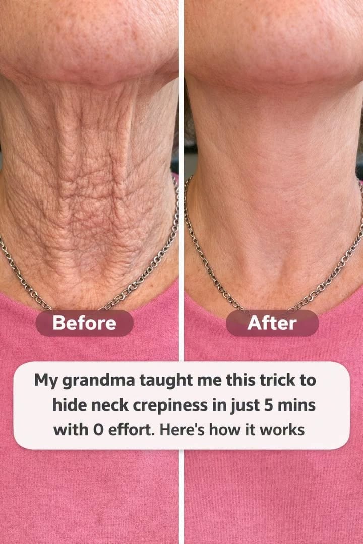 My grandma taught me this trick to hide neck crepiness in just 5 mins with 0 effort. Here’s how it works