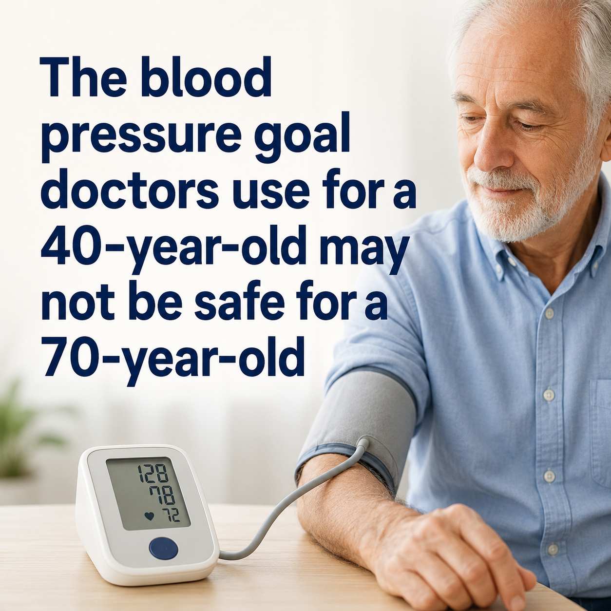 The blood pressure goal doctors use for a 40-year-old may not be safe for a 70-year-old